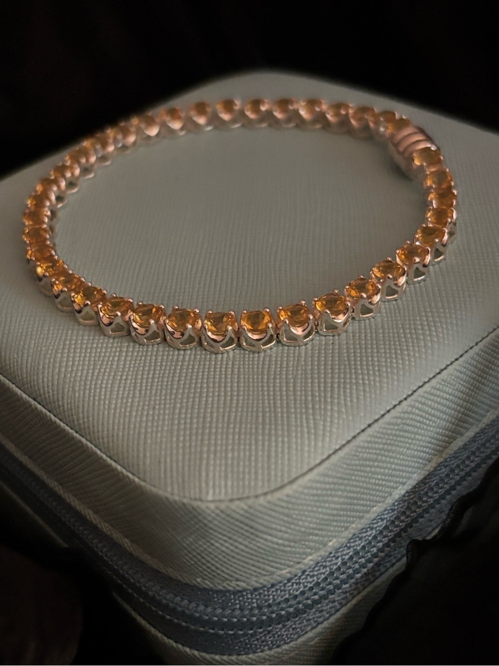 Sterling Silver Lab Citrine Tennis Bracelet- Women Jewelry